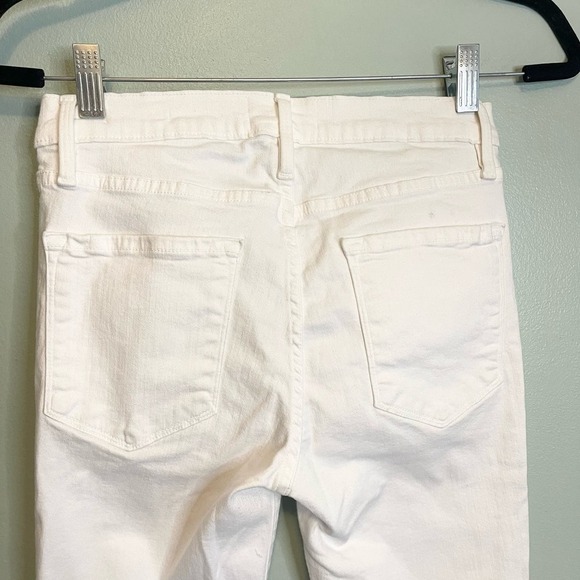 Frame Le Skinny De Jeanne White Denim Raw Hem Mid Rise Skinny Jeans Size 28 - Picture 11 of 16